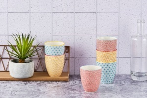 Set 6 Cani de cafea, Pattern Color, portelan, detalii manuale, 300 ml - Img 2