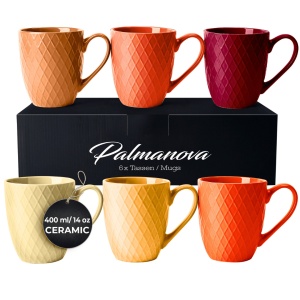 Set 6 Cani de ceai, colectia Palmanova Magma multicolor, ceramica, 400ml