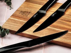 Set 6 Cutite de friptura, JENSEN, lama inox satinat cu maner negru mat - Img 5