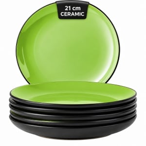 Set 6 Farfurii intinse desert, Le Papillon Verde, ceramica, 21 cm