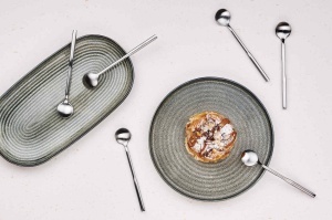 Set 6 lingurițe cafea ABEL, oțel inoxidabil, design modern, argintiu mat - Img 2