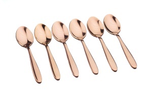 Set 6 Lingurite cafea, Kaja, inox 18/0, 145 mm, forme rotunjite, cupru lucios