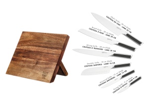 Suport pentru cutite VANTAA + Set 6 Cutite de bucatarie LOKI, lama inox satinat cu maner ABS negru mat - Img 3