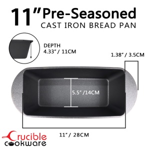 Tava de copt paine din fonta cu capac, pentru cozonac si chec, Crucible Cookware, 28 x 14 cm, 3,2 L - Img 3