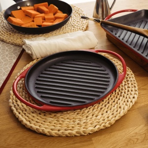 Tigaie Grill rotunda din fonta emailata, Lätt Home, Ø26 cm, compatibila inductie, rosu Cherry - Img 6