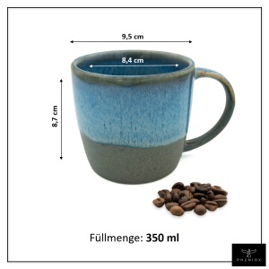 Cani barista pentru cafea si ceai, Ocean, ceramica stoneware, set 2 x 350 ml - Img 2