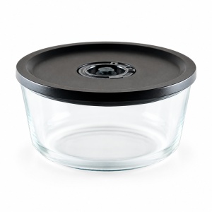 Caserola rotunda din sticla borosilicata, 1.650 ml, Lätt Home, capac ermetic cu valva de vid