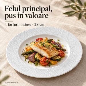Serviciu de masa pentru 4 persoane, Set 12 piese Oasis White, Farfurii intinse/adanci, ceramica alba - Img 4