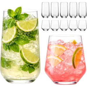 Set 12 Pahare Riva MIAMIO pentru apa si long drink, sticla transparenta, 6 × 420 ml + 6 × 460 ml