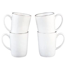 Set 4 Cani din Gresie Ceramica PURE 400ml, Alb Zapada - Img 5