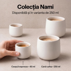 Set 4 Cesti cafea Espresso 80 ml, Nami MIAMIO, ceramica, fara toarta, alb - Img 7
