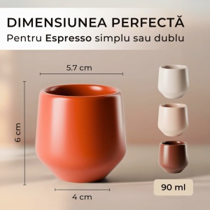 Set 4 Cesti cafea Espresso, colectia Luxe, ceramica, bej pastelat, 90 ml - Img 2