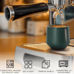 Set 4 Cesti cafea Espresso, colectia Luxe, ceramica, Evergreen, 90 ml - Img 6