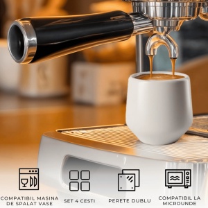 Set 4 Cesti cafea Espresso, colectia Luxe, ceramica, gri, 90 ml - Img 6