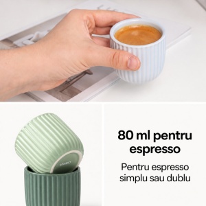 Set 4 Cesti Espresso, Senita Mint multicolor, ceramica, fara toarta, 80 ml - Img 4