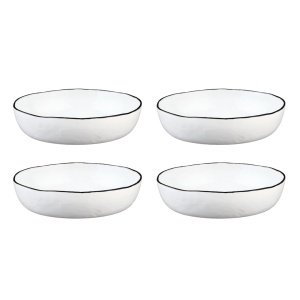 Set 4 Farfurii adanci 1000 ml din Gresie Ceramica PURE Alb Zapada - Img 3