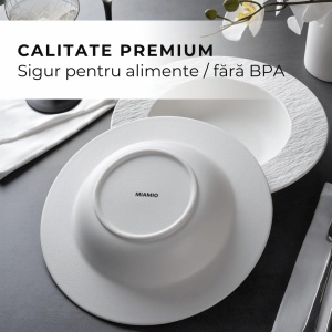 Set 4 Farfurii adanci supa, colectia Oasis, ceramica, alb, 600 ml - Img 7