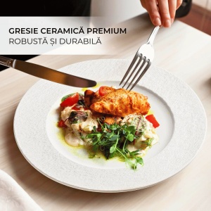 Set 4 Farfurii intinse, colectia Oasis, ceramica stoneware, alb - Img 4