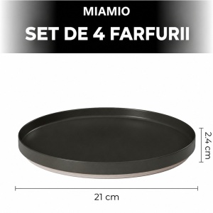 Set 4 Farfurii intinse desert si aperitiv, Sierra Basalt, ceramica, 21 cm, antracit - Img 2