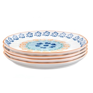 Set 4 Farfurii intinse mari Ø27cm, colectia Napoli Citrus, portelan, multicolor