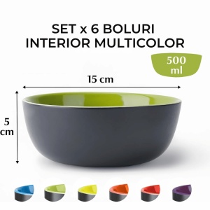 Set 6 Boluri ceramice, Le Papillon, Multicolor, Ø15cm, 500 ml - Img 2