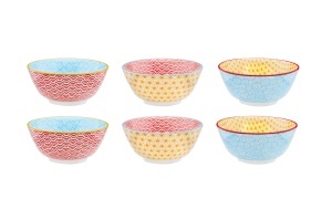 Set 6 Boluri Supa, Pattern Color, portelan, detalii manuale, Ø15cm, 600 ml