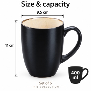 Set 6 Cani de cafea, colectia Iris, interior alb Ivory, ceramica glazurata, 400 ml - Img 2