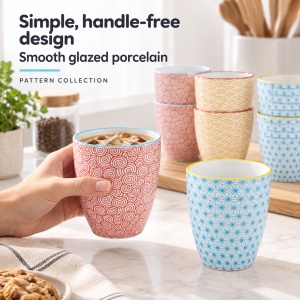 Set 6 Cani de cafea, Pattern Color, portelan, detalii manuale, 300 ml - Img 5