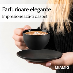 Set 6 Cesti de cappuccino cu farfurioara, Le Papillon Black, ceramica, 175 ml - Img 7