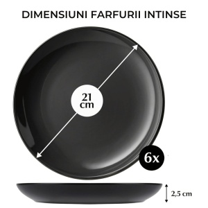 Set 6 Farfurii de desert Le Papillon, ceramica, negre, 21 cm - Img 2