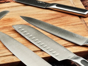 Suport pentru cutite VANTAA + Set 6 Cutite de bucatarie LOKI, lama inox satinat cu maner ABS negru mat - Img 4