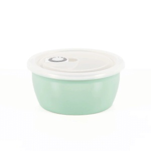 Caserola cu capac ermetic pentru depozitare alimente, Lätt Home, ceramica, turcoaz, rotund, 440 ml