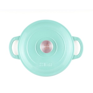 Ceaun din fonta emailata 4L, Lätt Home, tip cuptor olandez, cu capac 23 cm, antiaderent, verde menta - Img 3