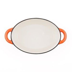 Oala ovala din fonta emailata, 3.8 L, cu capac, tip cuptor olandez, Cocotte by Lätt Home, 29 x 21 cm, portocaliu - Img 4
