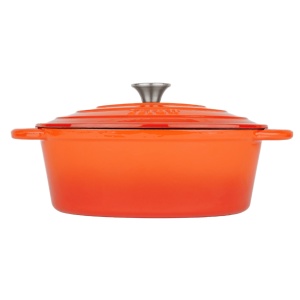 Oala ovala din fonta emailata, 6 L, cu capac, tip cuptor olandez, Cocotte by Lätt Home, 33 x 26 cm, portocaliu - Img 6