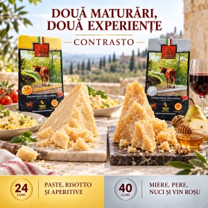 Pachet Parmigiano Reggiano D.O.P. Vacche Rosse, Contrasto 24 + 40 luni, 2 × 500 g - Img 7