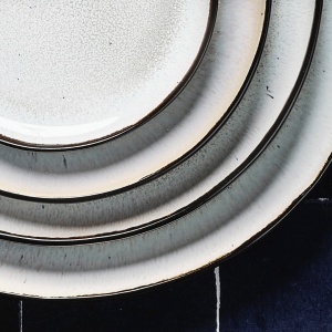 Serviciu de masa 6 persoane, set Esential 18 piese, colectia Iris, Boluri/Farfurii intinse, ceramica glazurata, alb Ivory - Img 3