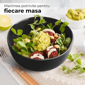 Serviciu de masa pentru 6 persoane, Set 18 piese Le Papillon, Boluri, Farfurii intinse, ceramica, negru - Img 3