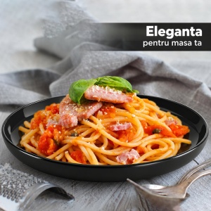 Serviciu de masa pentru 6 persoane, Set complet 30 piese Le Papillon, Cani, Boluri, Farfurii, ceramica, negru - Img 7