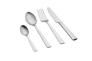 Set 24 Tacamuri inox TELMO, 6 persoane, 6 x Cutite, 6 x Linguri, 6 x Furculite, 6 x Lingurite, Otel inoxidabil, design clasic reinterpretat, Argintiu mat - Img 1
