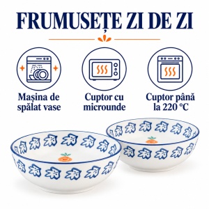 Set 4 Boluri supa Napoli Citrus, portelan pictat manual, Ø17.5 cm, 900 ml - Img 7