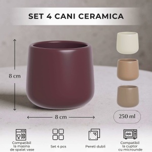 Set 4 Cani cafea 250 ml, Nami Beige Canyon, ceramica, fara toarta, multicolor - Img 2