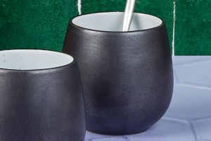 Set 4 Cani Cafea/Latte, Gourmet Onyx, ceramica, design negru mat, 400ml - Img 4
