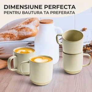 Set 4 Cani de cafea, colectia Sierra, ceramica, nisip, 500 ml - Img 5