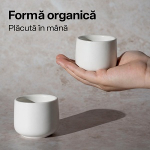 Set 4 Cesti cafea Espresso 80 ml, Nami alb, ceramica, fara toarta - Img 4