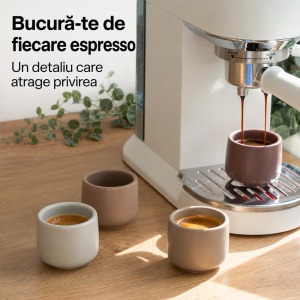Set 4 Cesti cafea Espresso 80 ml, Nami Beige Canyon, ceramica, fara toarta, multicolor - Img 3