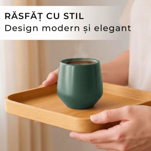 Set 4 Cesti cafea Espresso, colectia Luxe, ceramica, Evergreen, 90 ml - Img 3