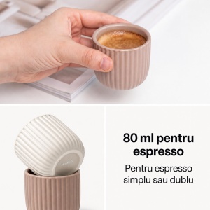 Set 4 Cesti Espresso, Senita Beige Canyon multicolor, ceramica, fara toarta, 80 ml - Img 4