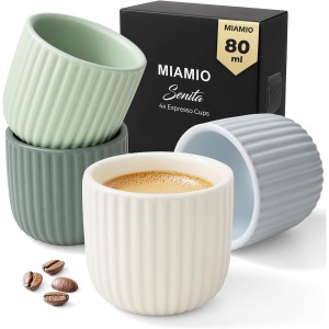 Set 4 Cesti Espresso, Senita Mint multicolor, ceramica, fara toarta, 80 ml
