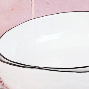 Set 4 Farfurii adanci 1000 ml din Gresie Ceramica PURE Alb Zapada - Img 4
